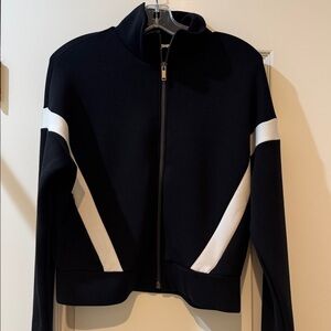 SPANX Black Air Essentials Black Jacket with White Stripes